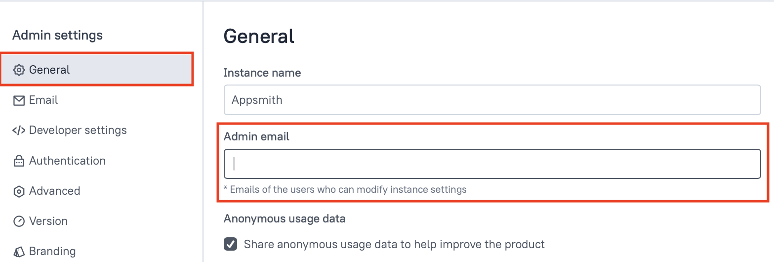 Add emails to assign the Instance Administrator role